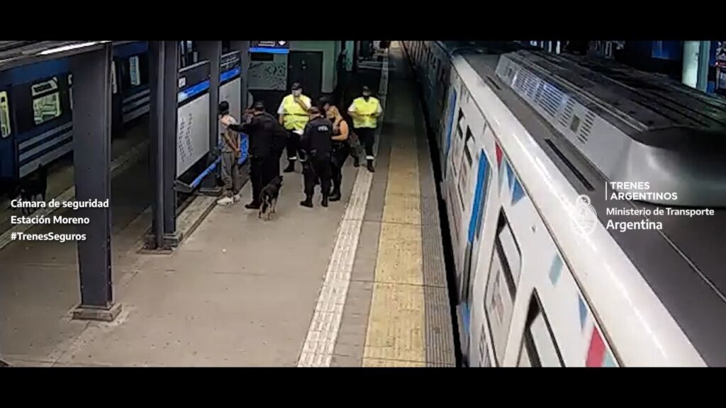 Intentó robar un celular en el tren, fue abordado por los pasajeros, la escena fue vista por el Comando Trenes Seguros y terminó detenido