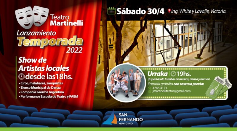 Este sábado: el Teatro Martinelli de Victoria lanzará su Temporada 2022