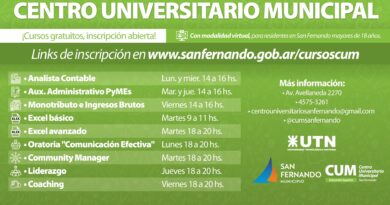 Se lanzaron nuevos cursos virtuales del Centro Universitario Municipal de San Fernando