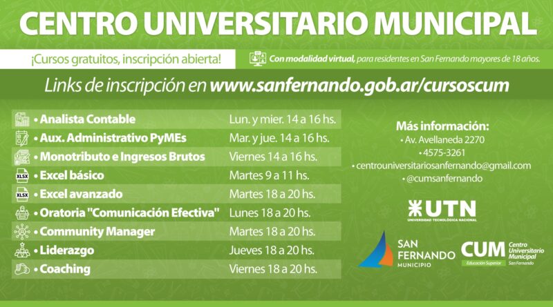 Se lanzaron nuevos cursos virtuales del Centro Universitario Municipal de San Fernando