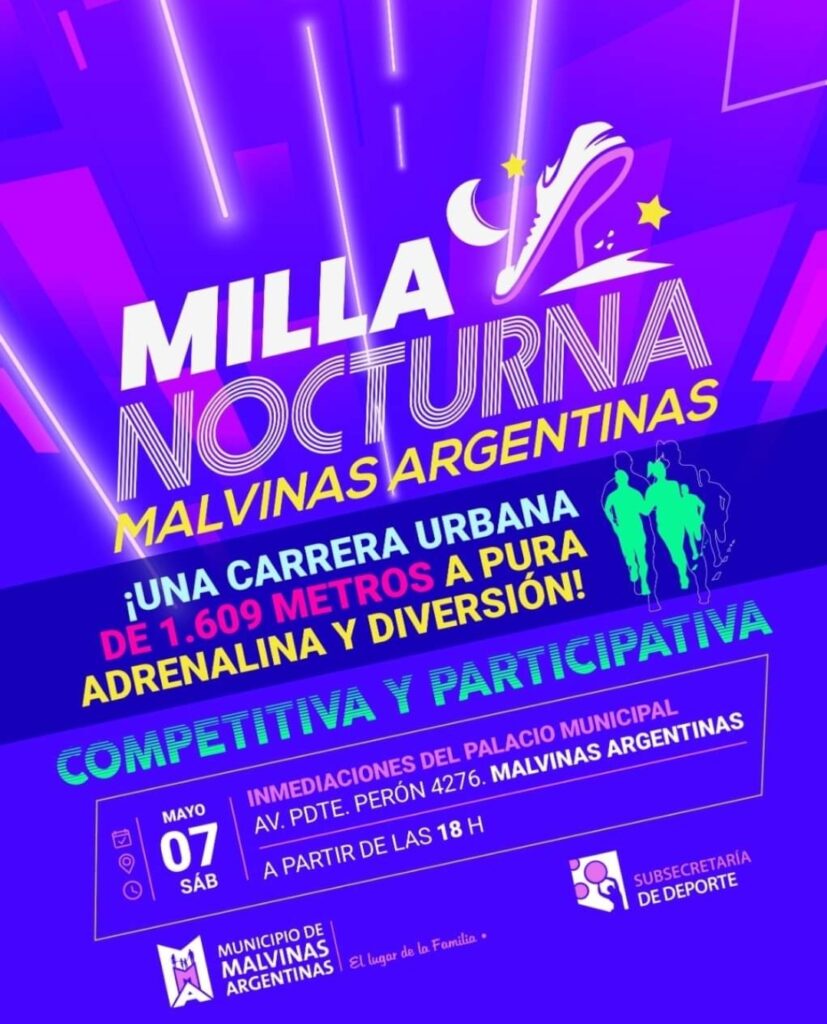 Se realizará el evento “Milla Nocturna” en Malvinas Argentinas 