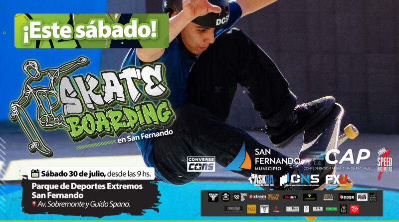 Sábado 30/7: todo listo para el Campeonato Nacional de Skateboarding en San Fernando