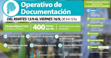 Hasta el viernes: operativo de Documentación en San Fernando con servicios municipales