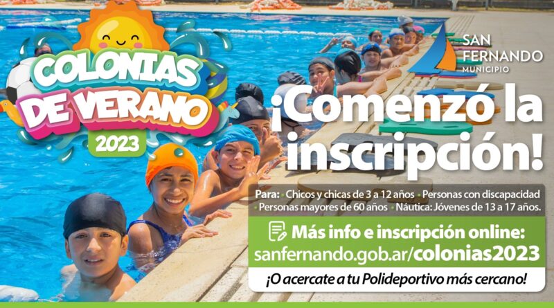 San Fernando empezó la inscripción para sus Colonias de Verano 2023, online y en los Polideportivos
