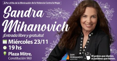 Sandra Mihanovich se presentará el miércoles 23 en San Fernando